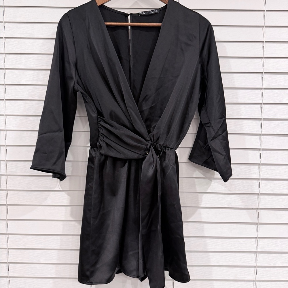 Zara Black Satin romper